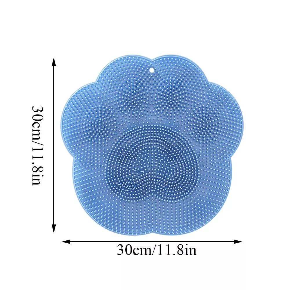 (image for) 30x30cm Silicone Shower Foot Scrubber Back Body Brush Massager Pad Cleaning Bathroom
