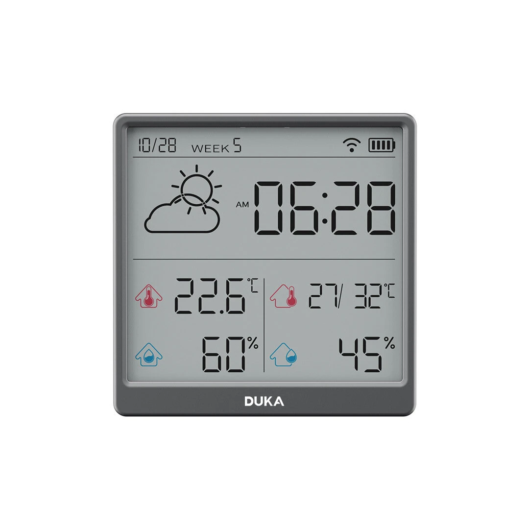 (image for) DUKA LCD Wireless Smart Home WIFI Temperature and Humidity Weather Sensor Rechargeable Indoor Clock Hygrometer Mini Digital Thermometer