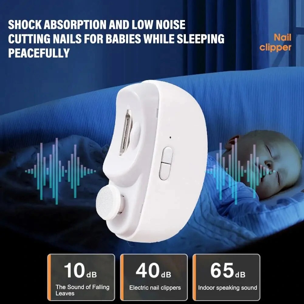 (image for) Electric Nail Clipper 2 in 1 Nail Trimmer and Polisher with Dual Motors Type-C Charging Interface 500mAh Battery Capacity Two Speed Gears Portable Safety Light for Home Use and Travel